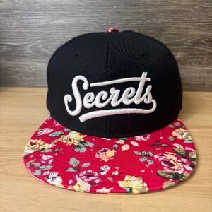 Secrets Hat Cap Snap Back‎ Black Floral Outdoors